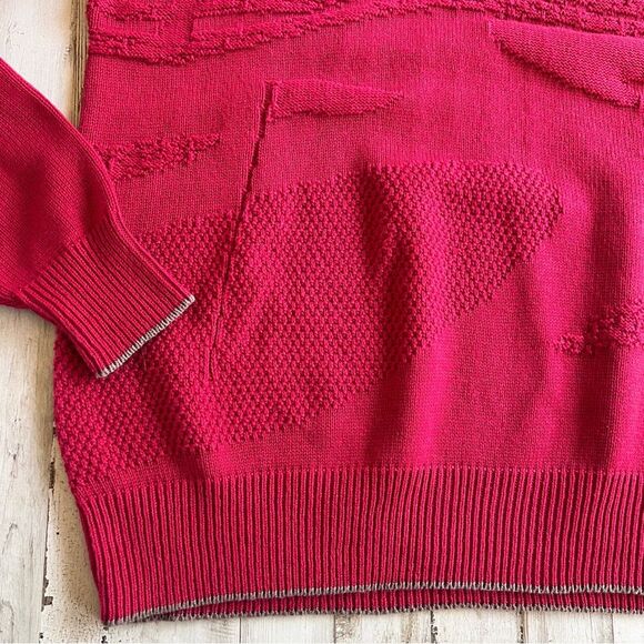 Isle of Cotton Vintage 80s 90s Mens M Golf Sweater Red V-Neck 100% Cotton Retro - Picture 4 of 12